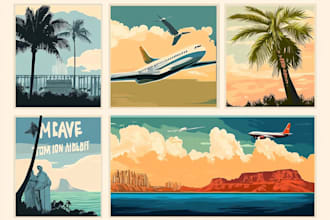 create a travel poster design art deco with a vintage style