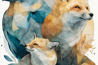 draw watercolor animal illustration art for you