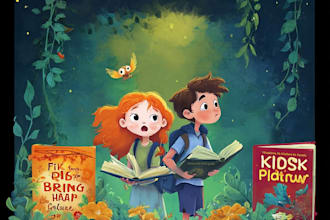 design a colorful children book cover for authors