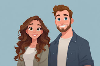 make a cartoon disney couple portrait