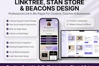 design linktree, stan store, beacons and link in bio page