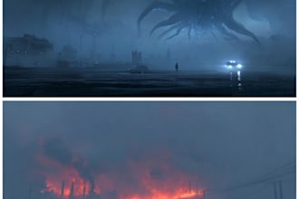 create vintage comic, horror and sci fi art