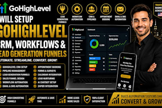 setup gohighlevel CRM, workflows and lead generation funnels