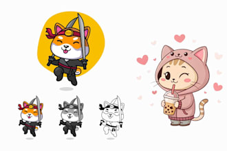 design a cute kawaii cartoon mascot logo