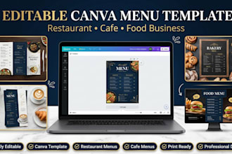 design editable canva menu template for restaurant cafe and food business