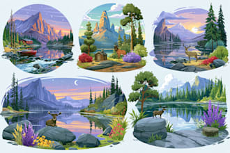 create a landscape and urban vector art illustration
