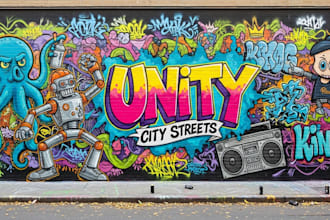 design canvas wall art and mural in graffiti street art