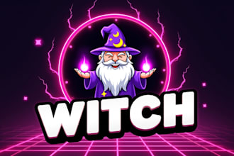 design awesome witch mascot logo with unlimited revision