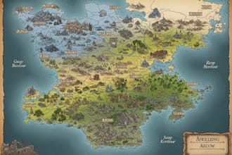 draw a custom map for fantasy, scifi, book or boardgame