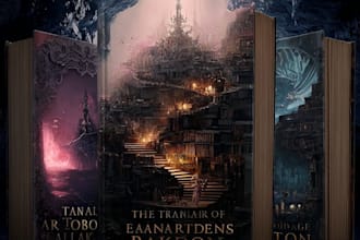illustrate fantasy novel characters scenes and world