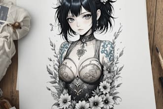 comic cartoon anime tattoo design