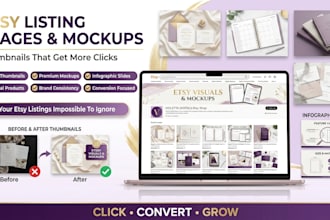 create etsy listing images, thumbnails and mockups for digital products