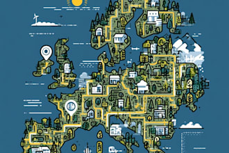 make flat, modern digital hand drawn map vector illustration