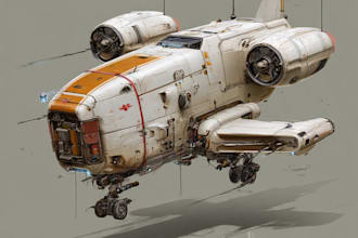 design spaceship, sci fi illustration and sci fi art