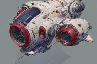 create sci fi spaceship art and futuristic illustrations
