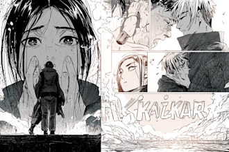 draw authentic black and white manga comic pages