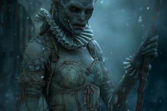 draw detailed dark, horror, metal art illustration