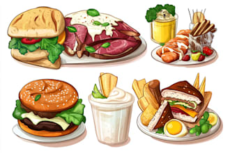 draw food and drink vector illustrations from photo