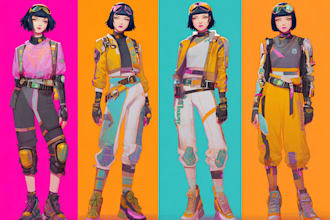 draw anime girls cyberpunk and vaporwave