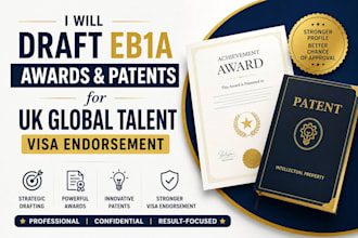 draft eb1a awards and patents for UK global talent visa endorsement