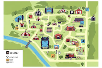 draw a vector maps, festival maps in illustrator