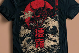 create anime inspired japanese aesthetic t shirt designs