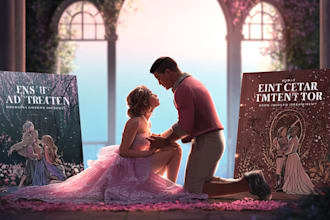 design romantic book cover with cinematic love art