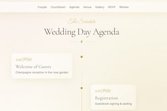create a wedding website for the wedding invitation and rsvp