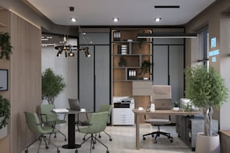 create photorealistic 3d office rendering
