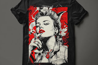 create a custom hand drawn retro vintage tshirt design