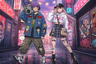 create anime streetwear and vintage design