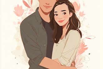draw simpsonized couple portrait