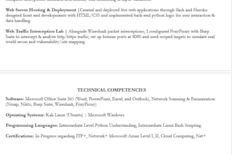 write a highly professional and technical resume for you