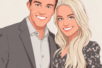 design couple portrait wedding portrait illustration
