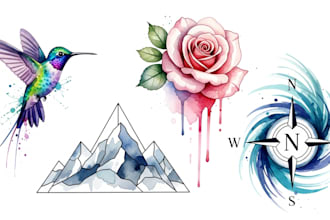 custom a watercolor tattoo design