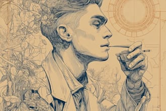 draw illlustration vintage line art