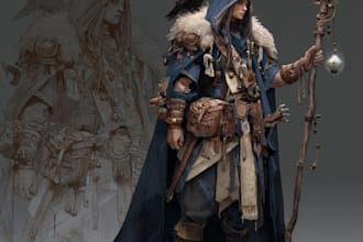 create fantasy character game concept for game or book