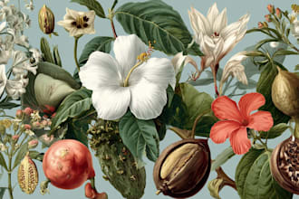illustrate a marvelous botanical fruits plant art for you