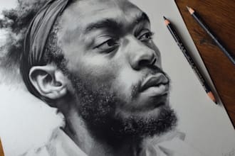 draw custom a charcoal pencil portrait illustration