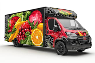 design amazing food truck wrap, truck wrap, vehicle warp