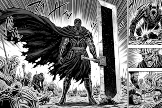draw manga page custom dark berserk style