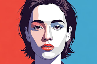 create a face into color vector portrait drawing