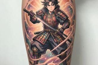 illustration for anime tattoo in color