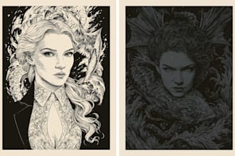 create a traditional ink illustration