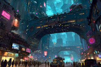 do cyberpunk futuristic city art