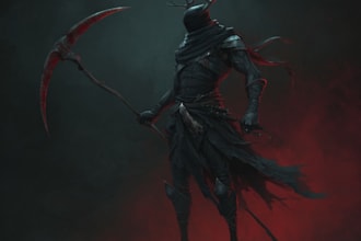 create dark art illustrations for a band or brand