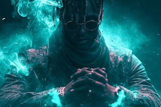 design glowing or neon album covers, mixtapes, rap and hip hop single cover artf