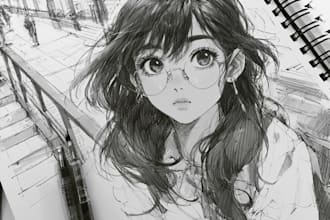 draw an anime illustration, character illustration
