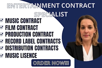 be your entertainment lawyer and draft music and film contracts