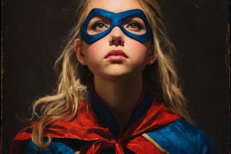 colorful art family portrait, friendship portrait and superhero portrait